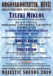 Hévízi orgonakoncertek Teleki Miklóssal 2019 Hévíz plakát
