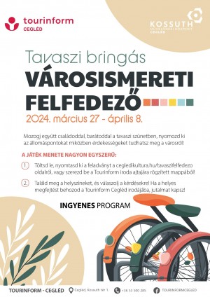 Tavaszi bringás Városismereti felfedező Cegléd plakát