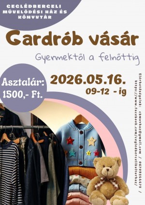 Gardrób vásár Ceglédbercel plakát