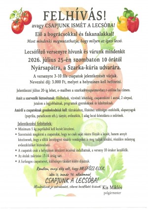 Lecsófesztivál Nyársapát plakát