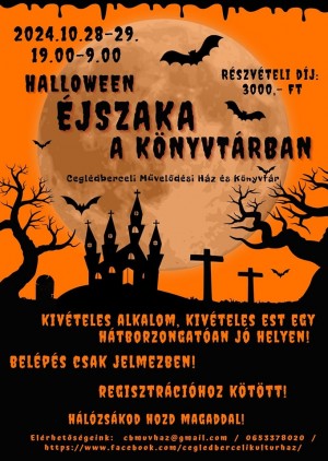 Halloween éjszaka a könyvtárban Ceglédbercel plakát