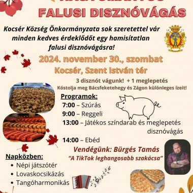 Hagyományos falusi disznóvágás Kocsér