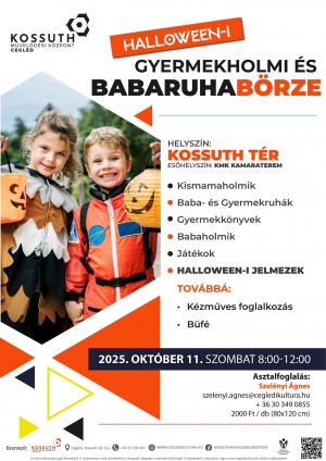 HALLOWEEN-I gyermekholmi és babaruhabörze Cegléd plakát