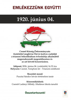 Trianoni megemlékezés Csemő plakát