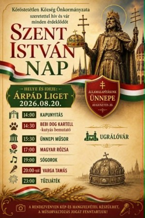 Szent István nap Kőröstetétlen plakát