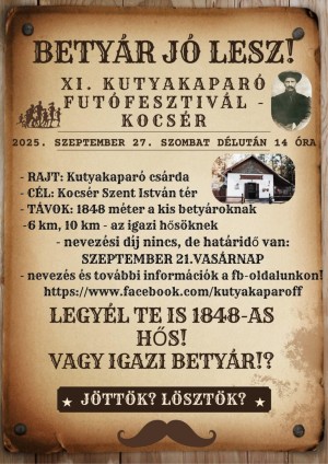 XI. Kutyakaparó Futófesztivál Kocsér plakát