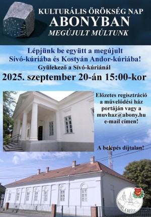 Kulturális Örökség Nap Abony plakát