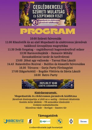 Ceglédberceli szüreti mulatság és Szeptember Feszt Ceglédbercel plakát