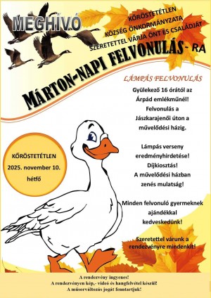 Márton-napi lámpás felvonulás Kőröstetétlen plakát