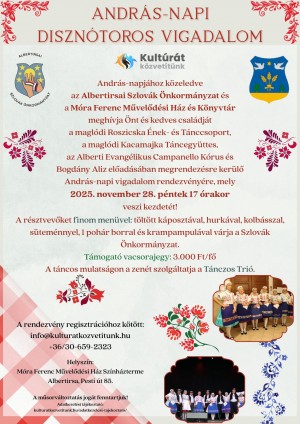András-napi disznótoros vigadalom Albertirsa plakát