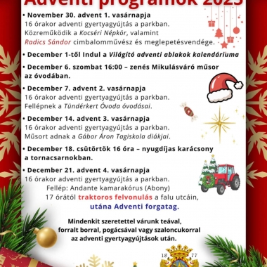Adventi programok 2025 Kocsér