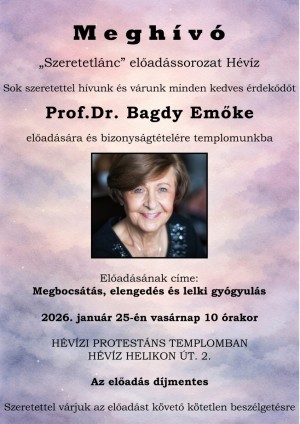 Prof. Dr. Bagdy Emőke előadása Hévíz plakát