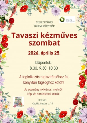Tavaszi kézműves szombat Cegléd plakát