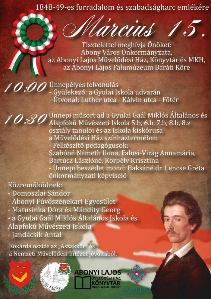 Március 15. – Ünnepeljünk együtt Abonyban