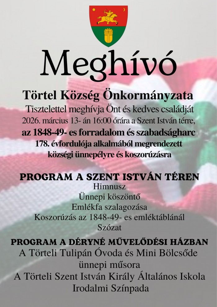 Ünnepeljünk együtt március 15-én Törtelen!