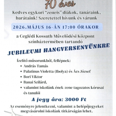 70 éves jubileum Cegléden Cegléd