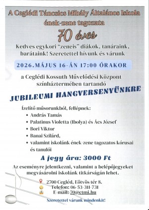 70 éves jubileum Cegléden Cegléd plakát