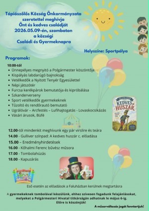 Községi családi és gyereknap Tápiószőlős plakát