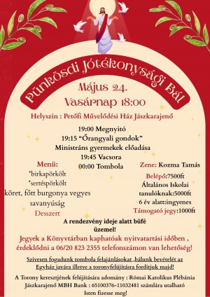 Pünkösdi Jótékonysági Bál Jászkarajenő plakát