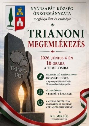 Trianoni megemlékezés Nyársapát plakát