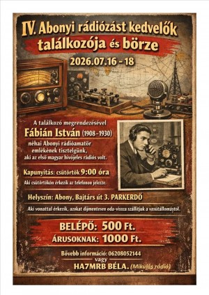IV. Abonyi rádiózást kedvelők találkozója és börze Abony plakát