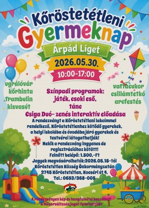 Kőröstetétleni Gyermeknap Kőröstetétlen plakát