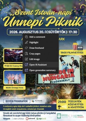Szent István-napi Ünnepi Piknik Albertirsa plakát