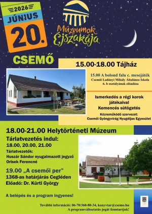 Múzeumok éjszakája Csemő plakát
