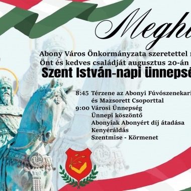 Ünnepeljük együtt Szent István napját Abonyban Abony
