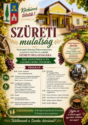 Szüreti mulatság Nyársapát plakát