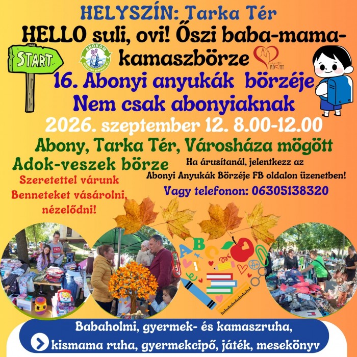 Őszi baba-mama-kamaszbörze Abonyban!