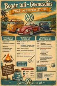 VW Bogaras Balatoni Nyárbúcsúztató 2026 Hévíz plakát