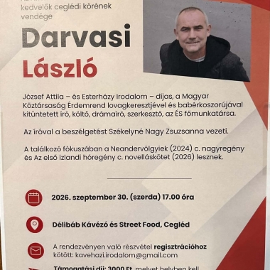 Irodalmi találkozó Darvasi Lászlóval Cegléden Cegléd