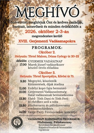 XVIII. GERJEMENTI VADÁSZNAPOK Törtel plakát