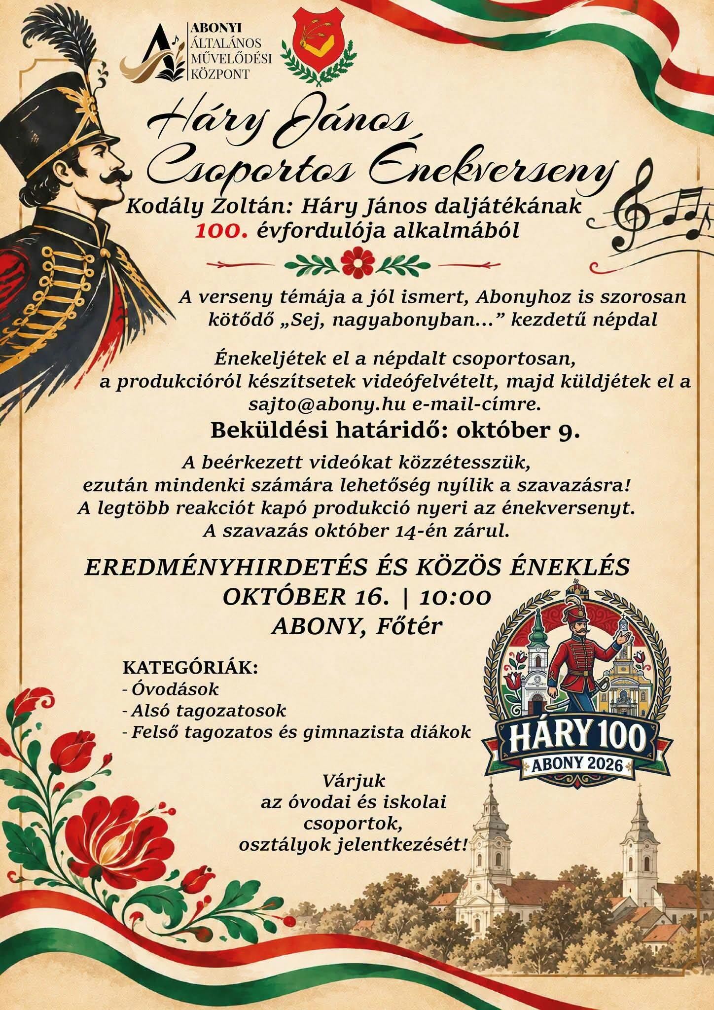 Háry János Csoportos Énekverseny Abonyban!