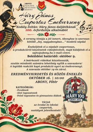 Háry János Csoportos Énekverseny Abonyban! plakát