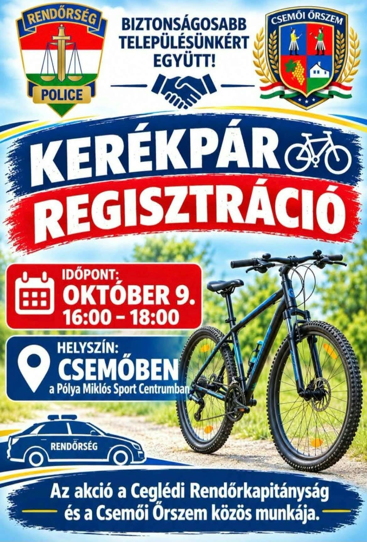 Kerékpár-regisztráció Csemőben