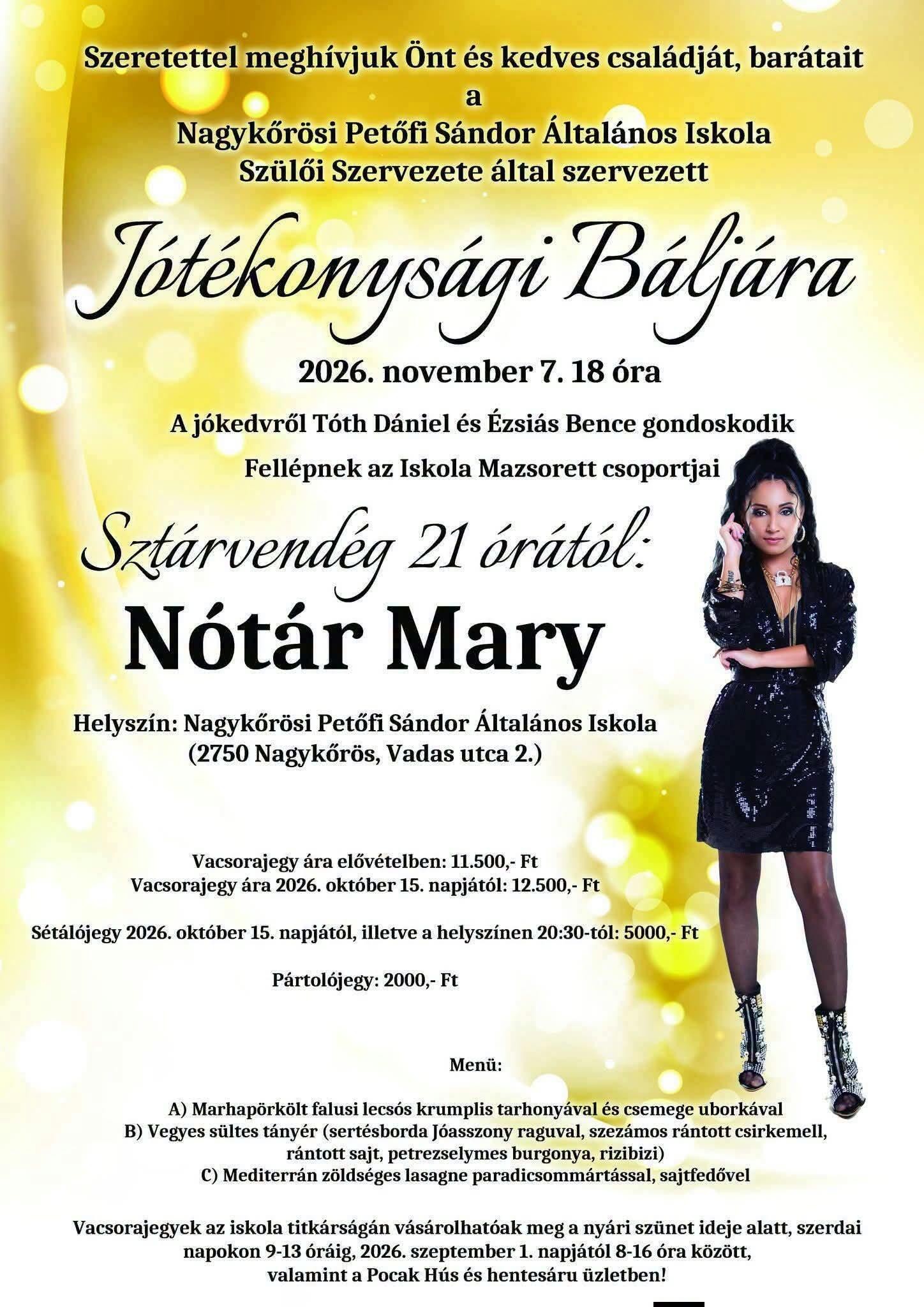 JÓTÉKONYSÁGI BÁL NAGYKŐRÖSÖN!
